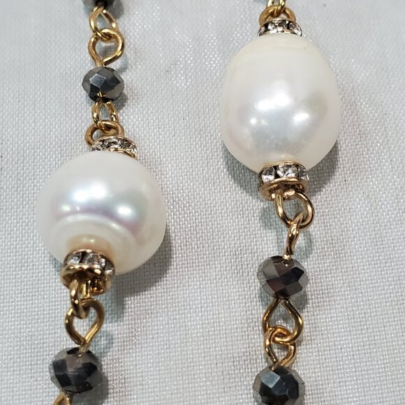 Ali Khan gold chain with baroque pearl and rhinestones necklace - Picture 9 of 10